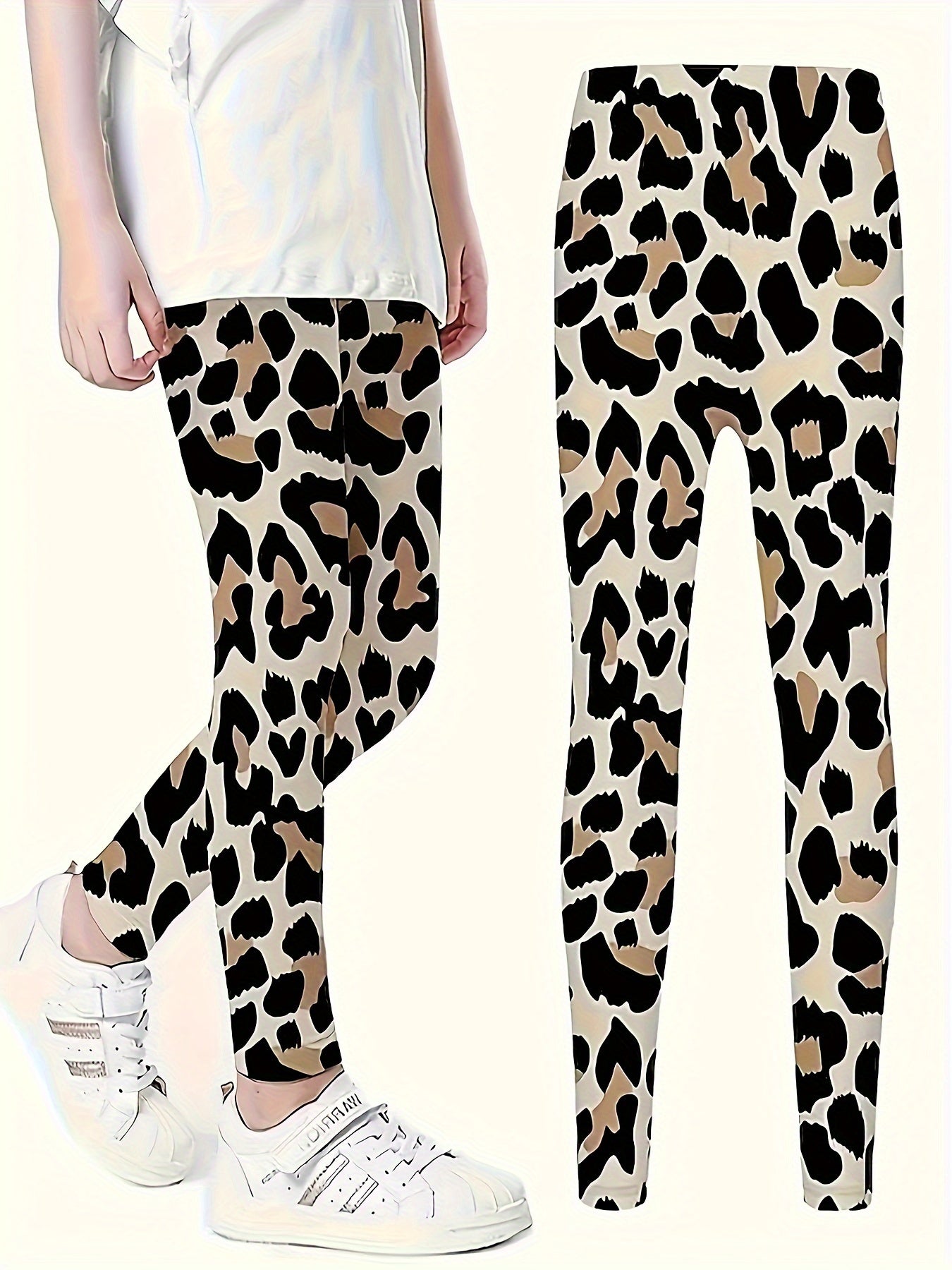 3D Leopard Print Leggings Girls Comfy Yoga Pants Spring