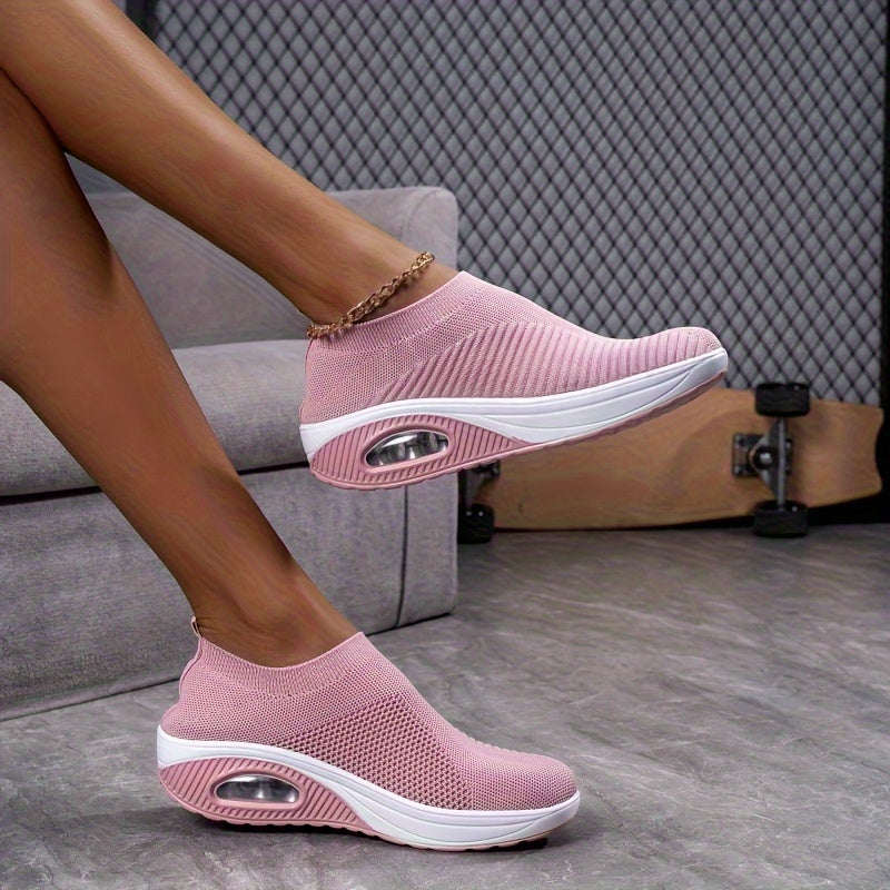 Women's Air Cushion Platform Sneakers Slip-on Walking Shoes