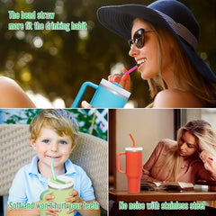 6pcs Silicone Straw Replacement For 40Oz Tumbler Colorful Reusable Bent Straws