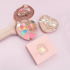 Heart-Shaped Makeup Box Set with Eyeshadow Palette Blush Foundation Powder