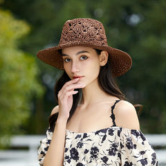 Bohemian Crochet Sun Hat Western Cowgirl Straw Hat
