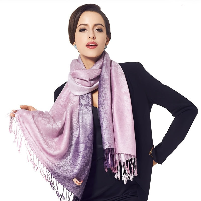 Leopard Paisley Jacquard Scarf Tassel Gradient Cotton Shawl
