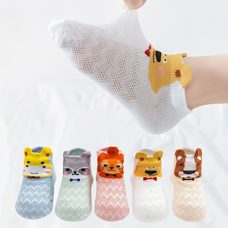 Kids Cotton Short Socks Cartoon Animal Mesh Comfy Breathable Socks