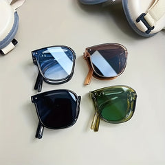 Foldable Square Sunglasses Rivet Decor Anti Glare UV400