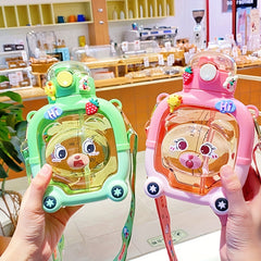1000ml Cartoon Water Kettle Portable Double Drink Water Cup with 4 Random Stick