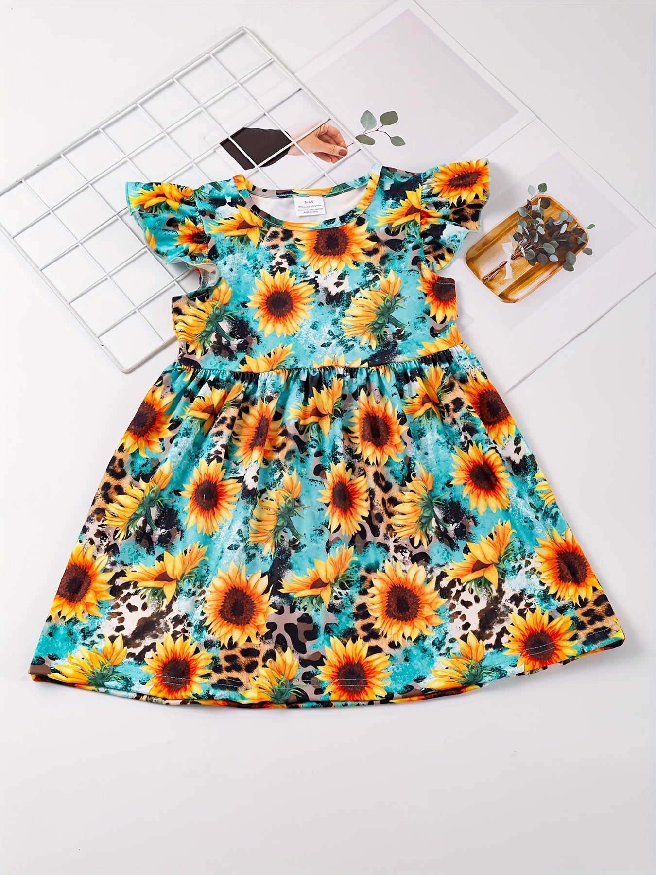 Toddler Girls Sunflower Princess Dress For Party
