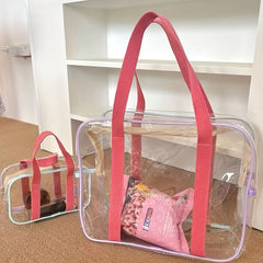 Transparent Square Handbag Zipper Versatile Cosmetic Bag