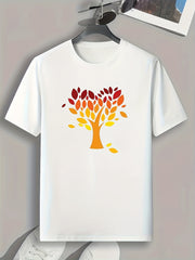 Golden Tree Print Men's Graphic T-shirt for Summer