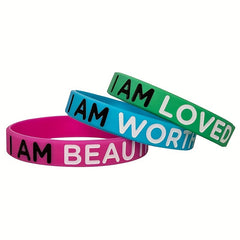 3Pcs I Am Loved Worthy Rubber Bracelet Silicone Wristband