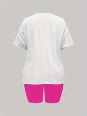 Graffiti Print Tee & Shorts 2 Piece Set