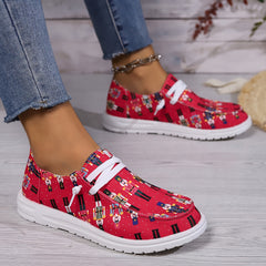 Women's Stylish Skateboarding Shoes, Red Upper, Lightweight Soles
