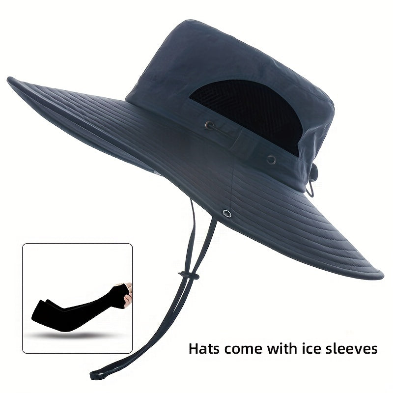 Men's Fishing Hat with Breathable Net for Summer Fishing + Bonus Ice Sleeve