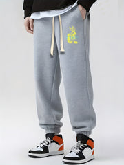 Rabbit Print Drawstring Sweatpants Casual Joggers for Men