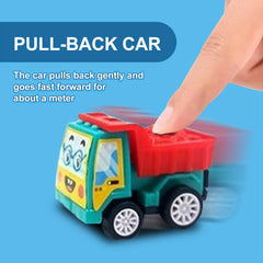 6pcs Mini Inertial Pull Back Engineering Cars Friction Vehicle Toy Set