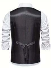 Classic Herringbone Double Breasted Men's Vest Wedding Retro Suit