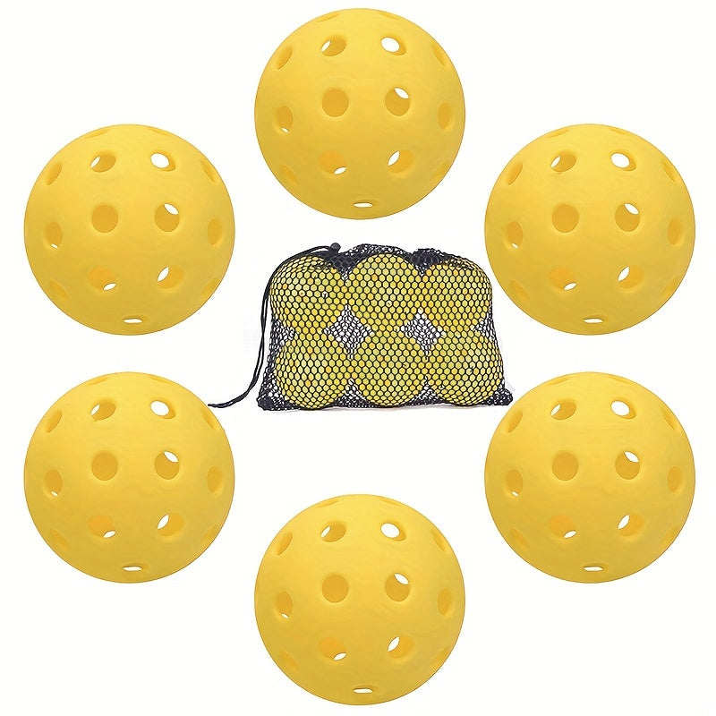 6pcs Outdoor Pickleball Ball Set with 40 Holes 74mm Balls & Bag
