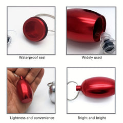 Waterproof Egg Shaped Medicine Bottle Keychain Pendant Storage
