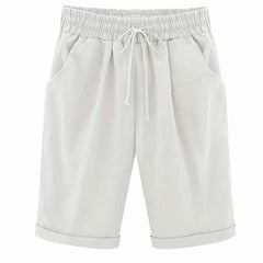 High Rise Drawstring Shorts Women's Plus Solid Casual S