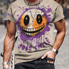 Men's 3D Graffiti Smile Graphic T-shirt Casual Breathable Tee