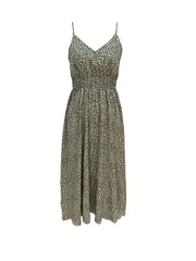 Floral Print Cami Maxi Dress V Neck Slim Waist