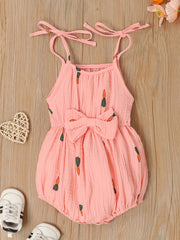 Sweet Infant Baby Girls Bowknot Suspenders Cotton Cami Onesie Romper