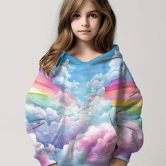 Casual Rainbow Heaven Hooded Pullover Girls Comfy Hoodies