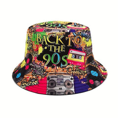 90s Tape Pattern Fisherman Hat Outdoor Sunshade Male Basin Hat