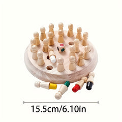 Wooden Family Memory Competition Game - Strategy Board with Colorful Pegs & Dice