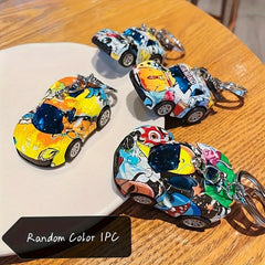 Alloy Car Keychain Graffiti 3D Key Chain Bag Pendant