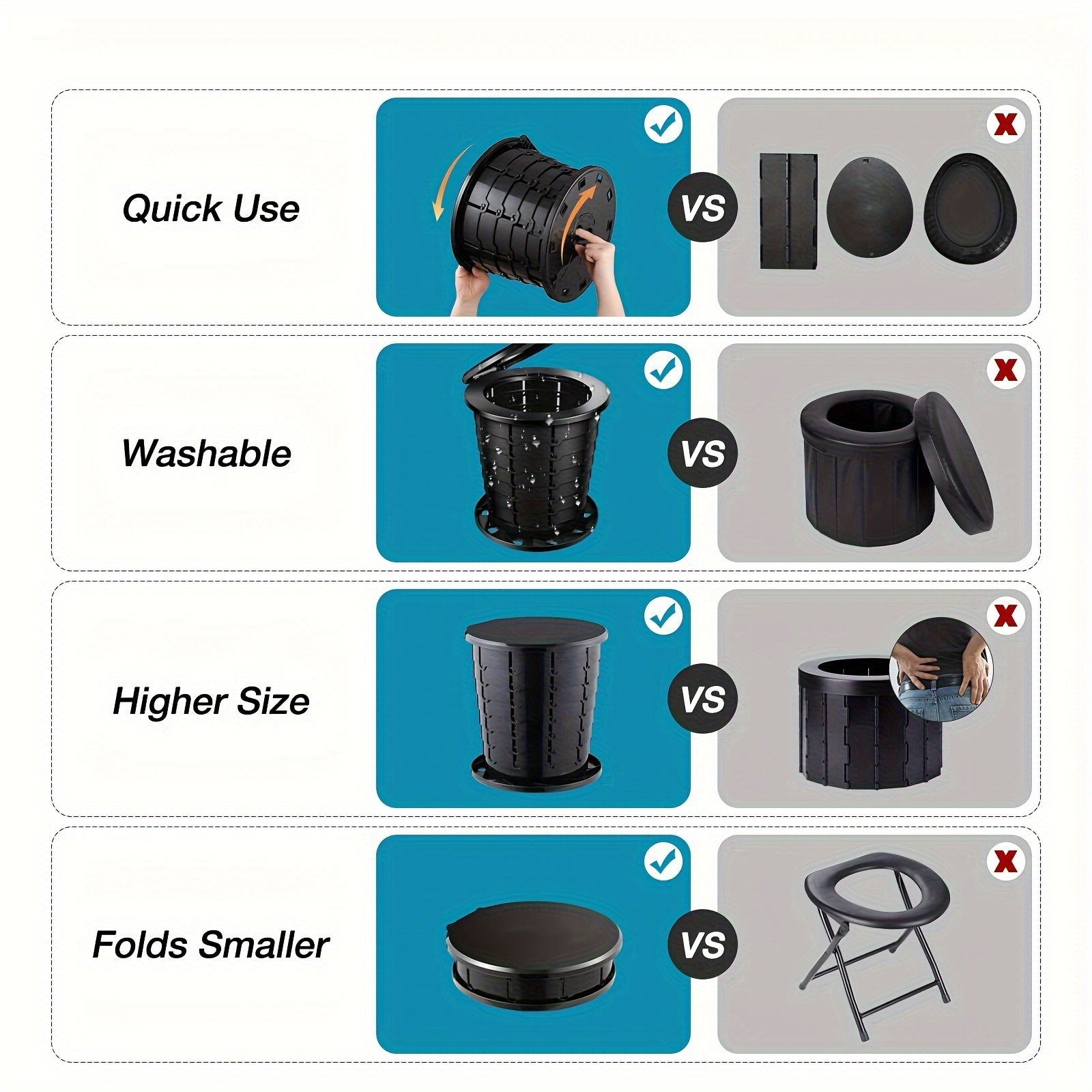 1pc Portable Toilet for Travel Adjustable Height Camping Toilet