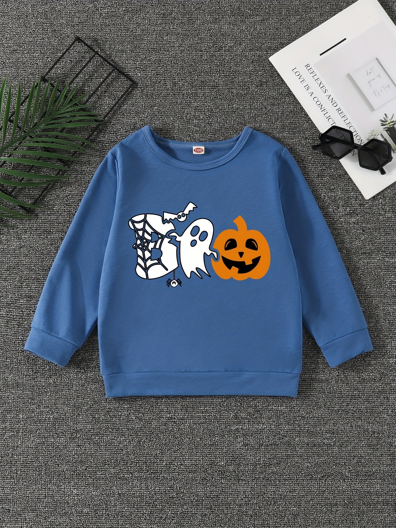 Boo And Pumpkin Print Boys Sweatshirt