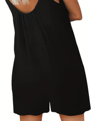 Solid Cami Romper Sleeveless Loose Summer Casual Jumpsuit Women's Clothing