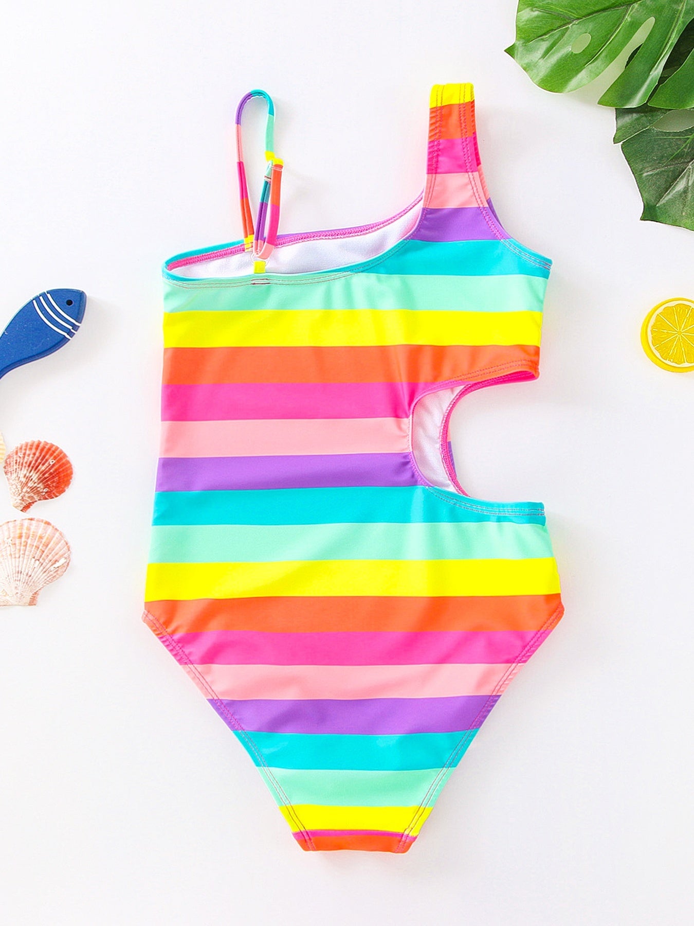 Toddler Girls Rainbow Striped One Piece Swimsuit