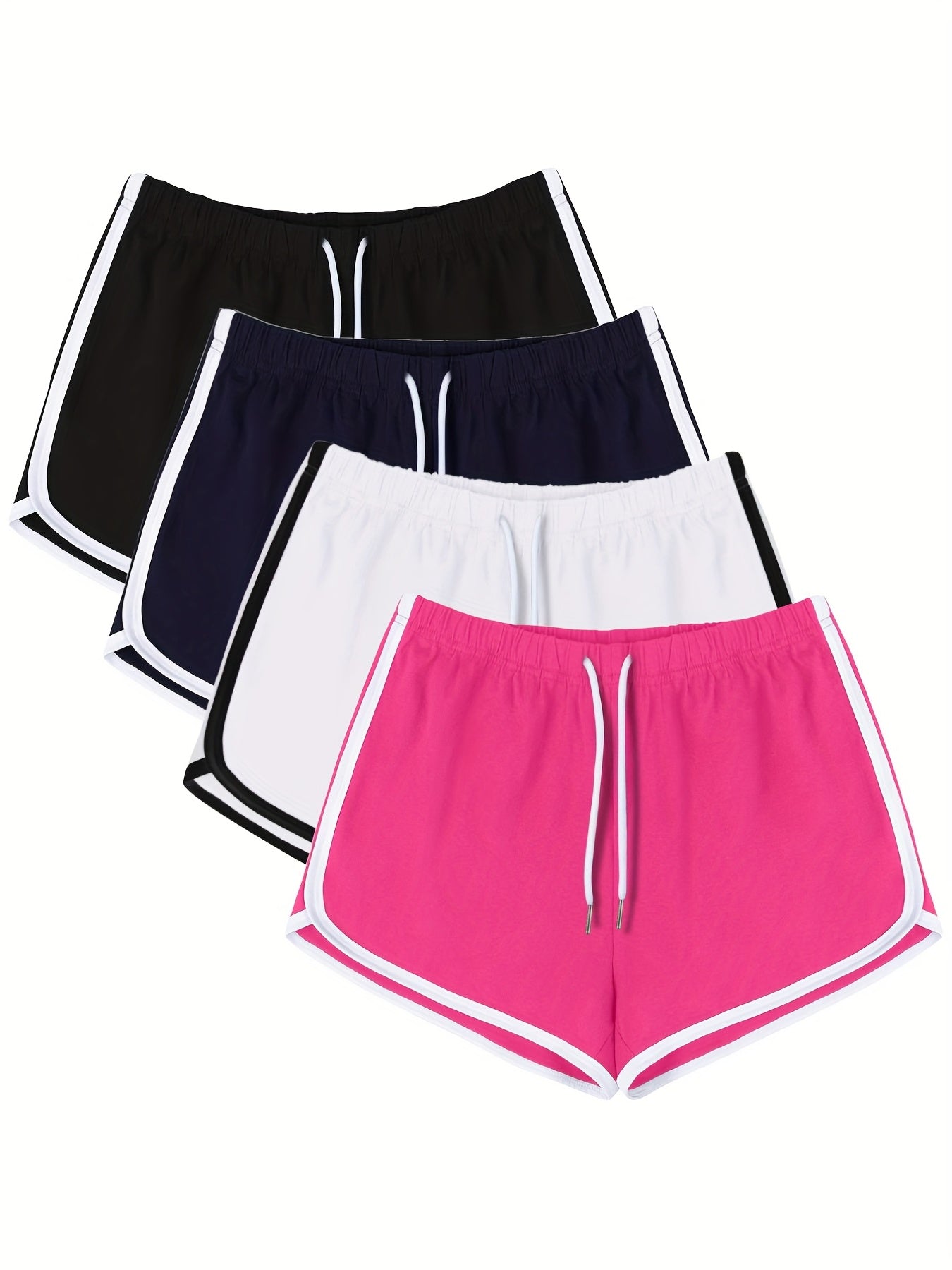 4 pack Women's Yoga Shorts with Drawstring Activewear for Running Gym
