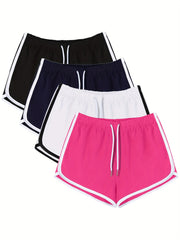 4 pack Women's Yoga Shorts with Drawstring Activewear for Running Gym