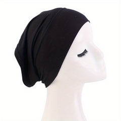 Solid Turban Cap Elastic Beanie Headband Soft Head Wrap Lightweight Head Scarf