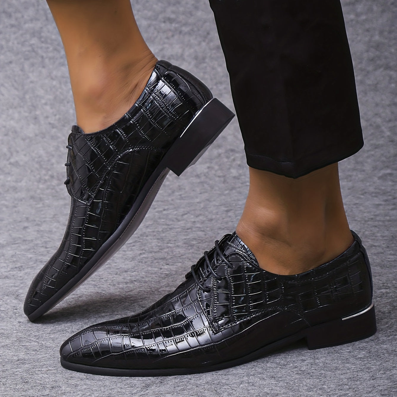 Men's Plaid Pattern Derby Shoes Lace Up Wedding Party Business