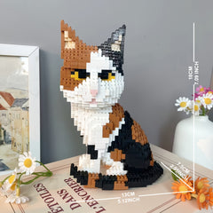 Cat World Beauty Three Flower Cat Building Blocks Model