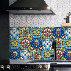 10pcs Moroccan Frosted Flower Tile Wall Sticker Self Adhesive Waterproof