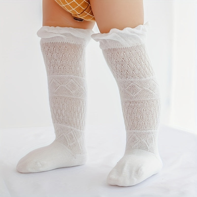 Baby Girls Mesh Lace Over Knee Stockings Breathable Anti Mosquito Socks