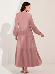 Ruched Lantern Sleeve Maxi Dress Women's Clothing
