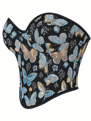 Floral Print Corset Bustier Tummy Control Body Shaper