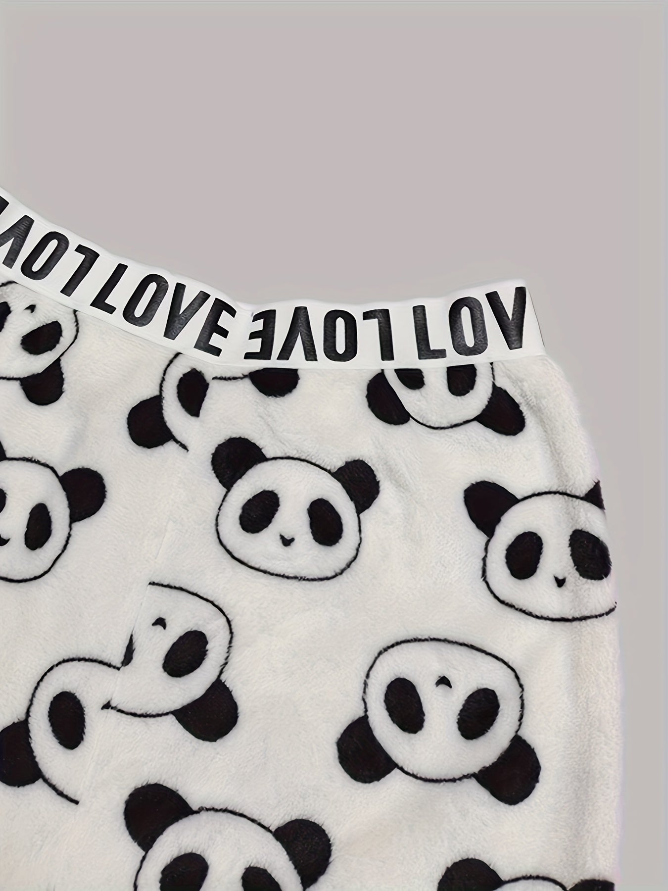 Cartoon Panda Sleep Bottoms & Letter Print Sleep Pants