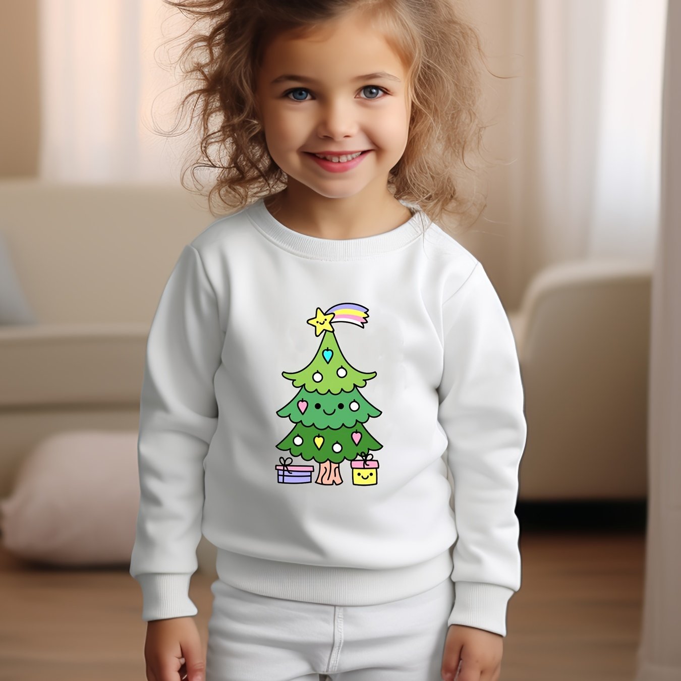 Lovely Cartoon Christmas Tree Sweatshirt Kids Clothes