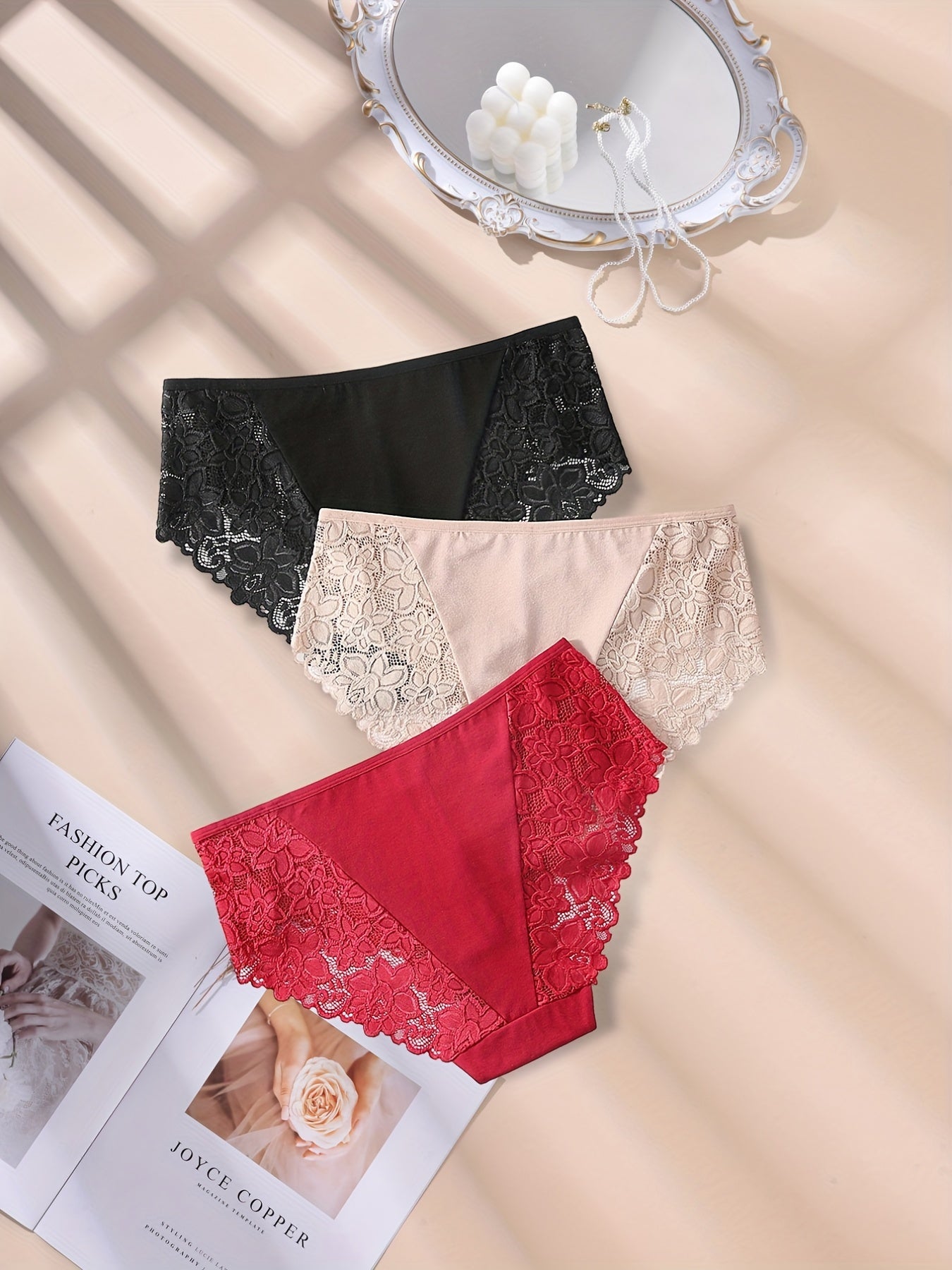 Lace High Stretch Panties 3 Piece Set