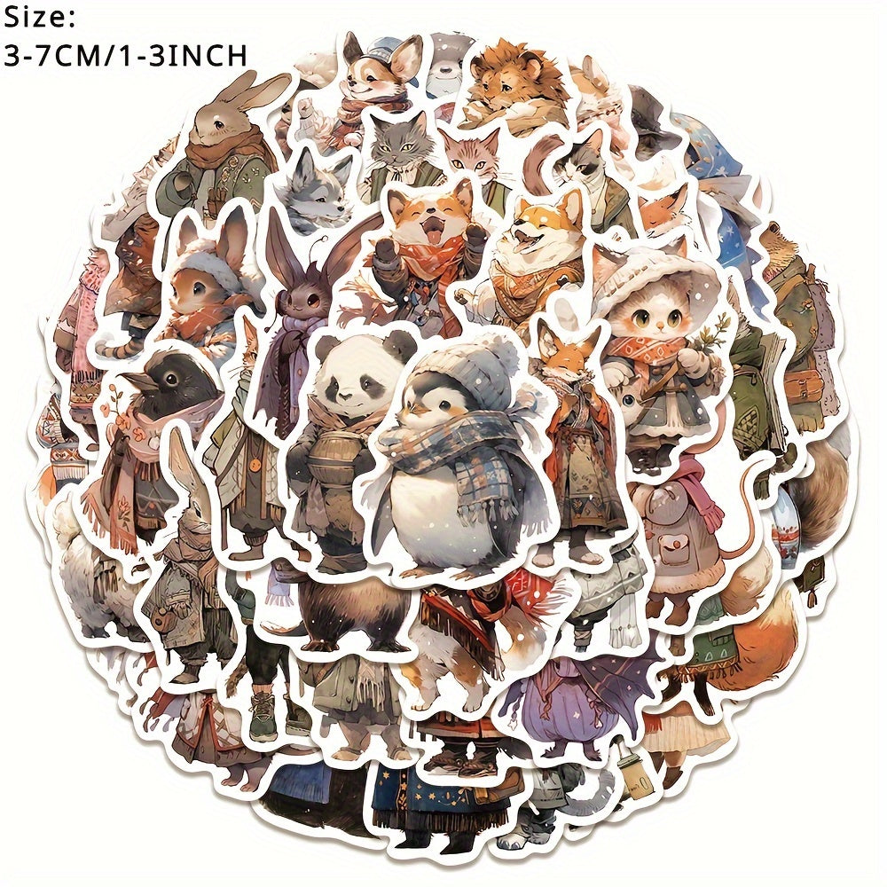 50pcs Winter Animal Series Phone Case Graffiti Stickers