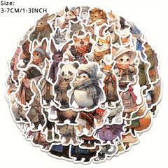 50pcs Winter Animal Series Phone Case Graffiti Stickers