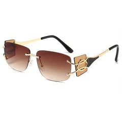Y2K Rimless Sunglasses Gradient Metal UV400