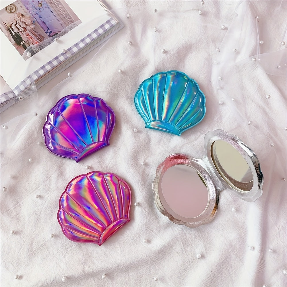 Shell Glitter Double Sided Compact Makeup Mirror