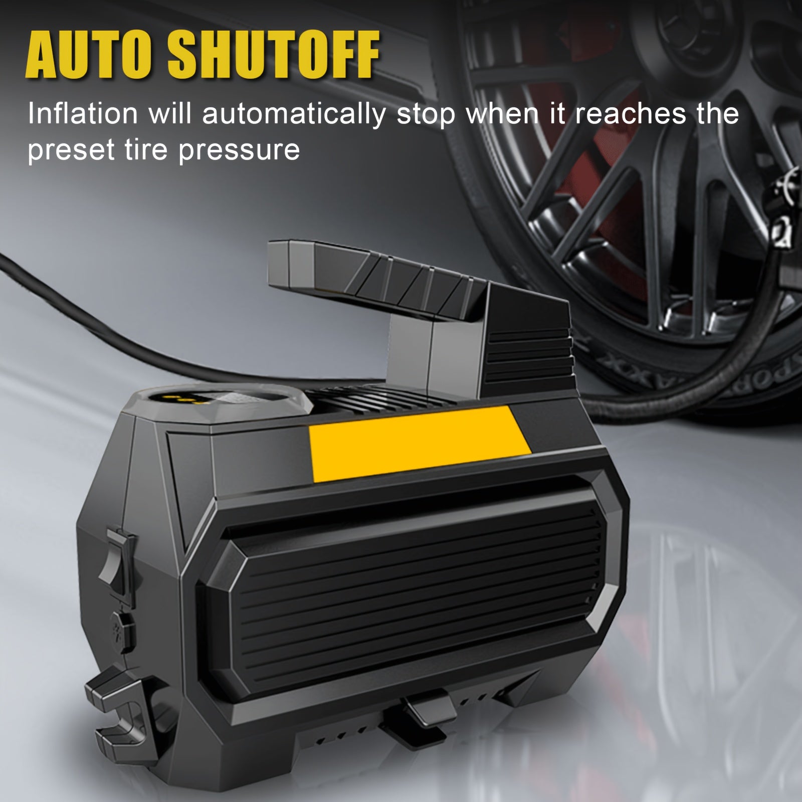Portable Car Tire Inflator Air Compressor 12V 150PS Auto Pump LED Light
